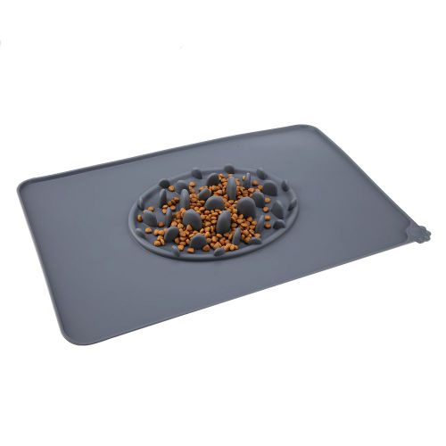 Hjlian Tapis D'alimentation En Silicone Pour Chat, Gamelle, Nourriture, Eau, Set De Table, Produit Pour Animaux De Compagnie, Gris