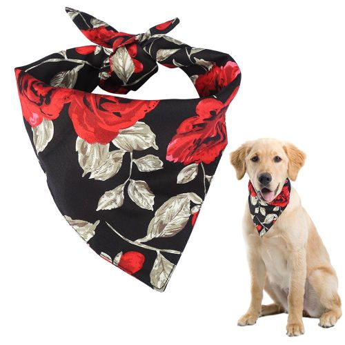 Hjlian Collier Echarpe Pour Chien Et Chiot, Bavoir, Bandage, Bandana, Rose Romantique (Noir)