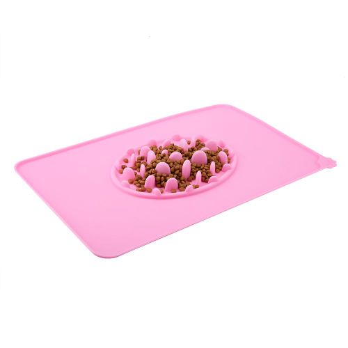 Hjlian Tapis D'alimentation En Silicone Pour Chat, Gamelle, Nourriture, Eau, Set De Table, Produit Pour Animaux De Compagnie, Rose