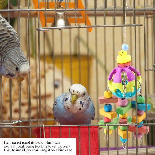 Hjlian Jouet A Macher Pour Perroquet, Petite Cloche, Canard Jaune, Jouet En Bois A Suspendre
