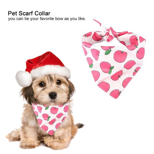 Hjlian Collier Echarpe Pour Chien Et Chiot, Bavoir, Bandage, Foulard, Bandana, Motif Pomme De Noel (S)