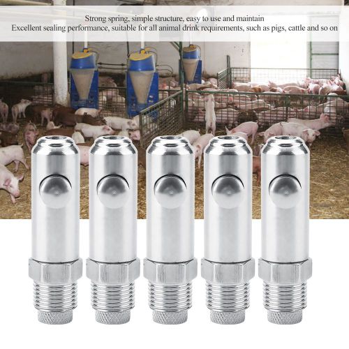 HJLIAN Lot de 5 abreuvoirs automatiques en acier inoxydable pour cochons, avec bouchon en acier inoxydable et goulot rond