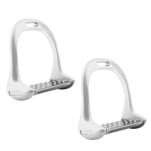 Hjlian Etrier D'equitation En Acier Inoxydable Avec Coussin Antiderapant Et Selle En Aluminium Peinte En Blanc