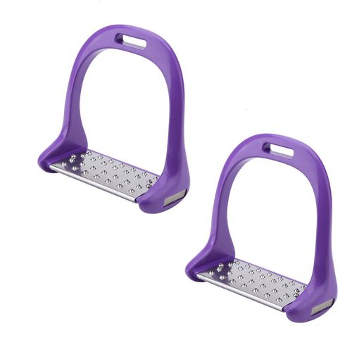 Hjlian Etrier D'equitation En Acier Inoxydable Avec Coussin Antiderapant Et Selle En Aluminium Peinte Violette