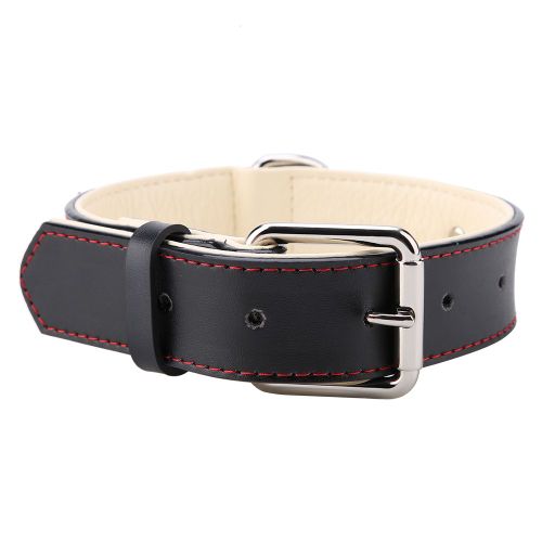Hjlian Collier Reglable En Cuir Synthetique Pour Chien Pitbull De Taille Moyenne Et Grande Taille, Noir, Taille L