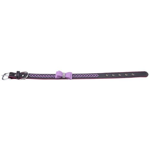 Hjlian Collier Pour Chien En Pu Souple Avec Noud Papillon Et Strass, Violet, Taille S