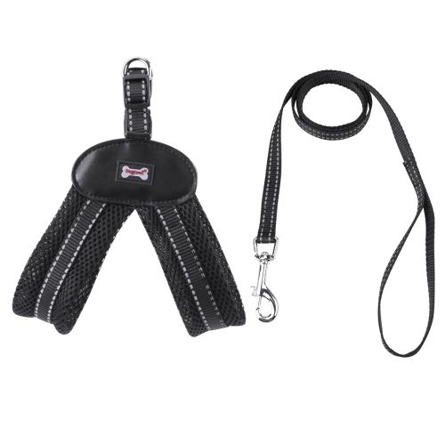 Hjlian Harnais Respirant Pour Chiot, Chien Et Chat, Sangle De Marche Avec Laisse (Noir, Taille M)