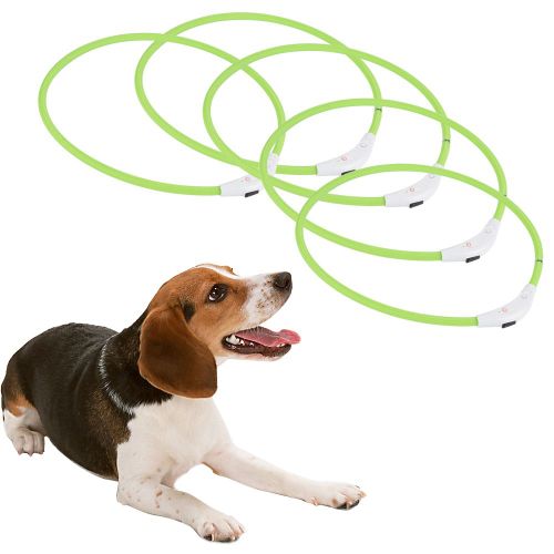 Hjlian Collier Usb Pour Chien De 27,6 Pouces Avec Led Lumineuse Et Anneau De Cou Pour Chien (Vert)