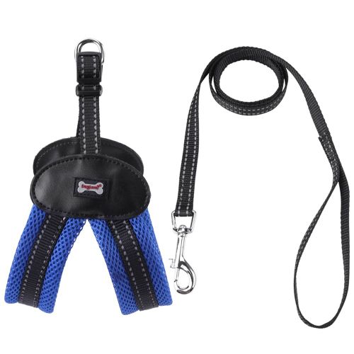 Hjlian Harnais Respirant Pour Chiot, Chien Et Chat, Sangle De Marche Avec Laisse (Bleu S)