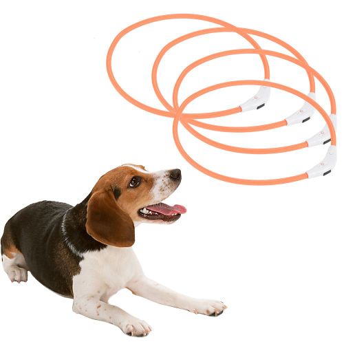 Hjlian Collier Usb Pour Chien De 27,6 Pouces Avec Led Lumineuse Et Anneau De Cou Pour Chien (Rouge)