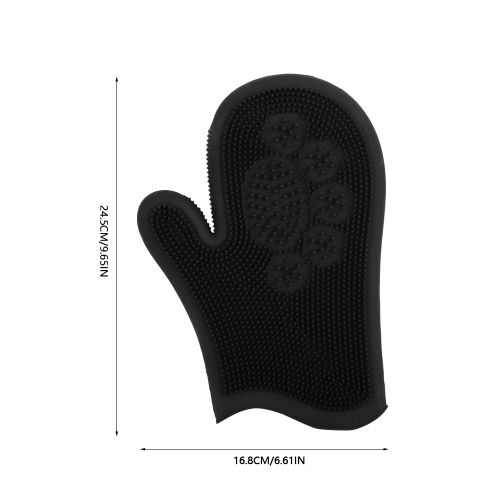 Hjlian Brosse De Bain En Silicone Impermeable Pour Animaux De Compagnie, Gants De Massage Et De Toilettage, Peigne Pour Poils De Chien, Noir