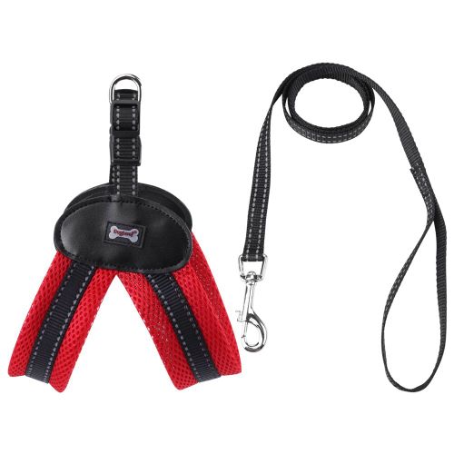 Hjlian Harnais Respirant Pour Chiot, Chien Et Chat, Sangle De Marche Avec Laisse (Rouge Xs)