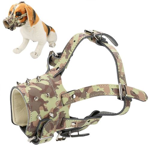 Hjlian Museliere Pour Chien A Rivets Et Sangles Reglables, Protege-Bouche Anti-Morsure Pour Animaux De Compagnie (Camouflage)