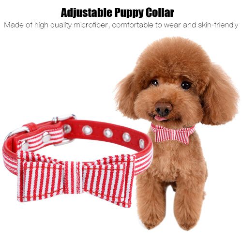 Hjlian Collier Reglable A Rayures Pour Chien Et Chiot Avec Noud Papillon Decoratif Rouge