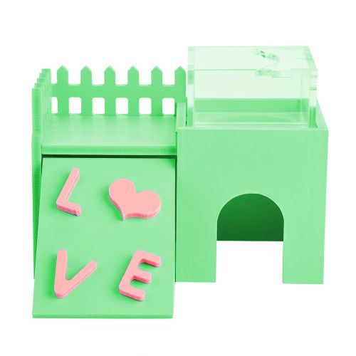 Hjlian Maison De Jeu Double Couche Pour Hamster, Mangeoire En Bois, Jouet Pour Animaux De Compagnie, Rongeurs, Vert