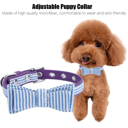 Hjlian Collier Reglable A Rayures Pour Chien Et Chiot Avec Noud Papillon Decoratif Violet