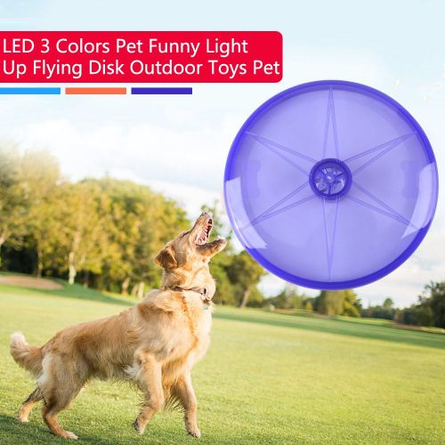 HJLIAN Disque volant LED amusant pour animaux de compagnie, 3 couleurs, jouet d'exterieur lumineux, violet