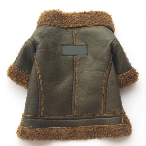 HJLIAN Pull en cuir punk pour chien, vetements d'automne et d'hiver, manteau en coton epais a quatre pattes, fournitures pour animaux de compagnie (marron M)