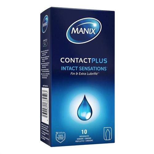 Manix Manix Contact Plus : Boite De 10 Préservatifs Pour Homme Ultra-Fins Et Extra Lubrifiés