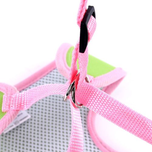 Hjlian Harnais Pour Chiot, Durable Et Souple, Avec Laisse Et Sangle De Marche Pour Chien Et Chat, Vert Et Rose (M)