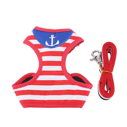 Hjlian Harnais Et Laisse Pour Animaux De Compagnie, Vetements Pour Chiots Et Chatons, Gilet Et Veste (Rayures Rouges Et Blanches - S)