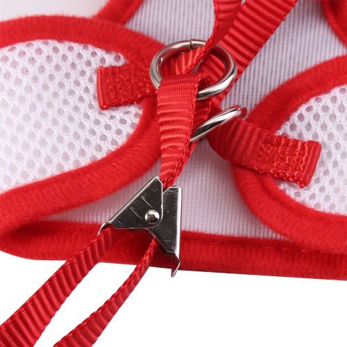 Hjlian Ensemble Harnais Respirant Pour Chien, Gilet De Marche Pour Chiot Avec Laisse (Rouge S)