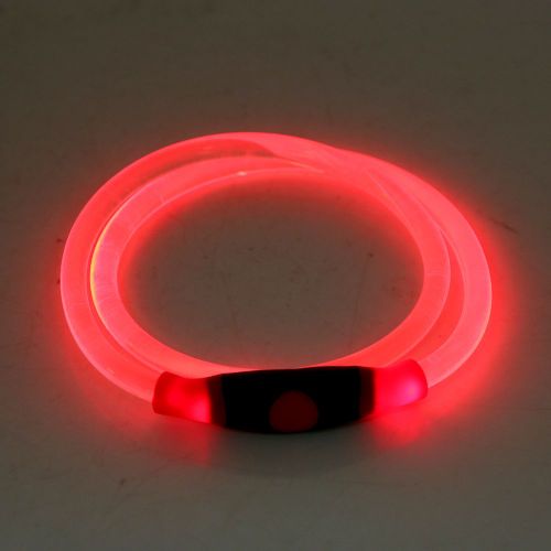 Hjlian Collier Led Pour Chien 70 Cm, Rechargeable Par Usb, Reglable, Lumineux, Securite Pour Animaux De Compagnie (Rouge)