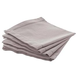 Serviettes De Table - Atmosphera - Lot De 4 - Coton - 40x40 Cm - Gris Clair