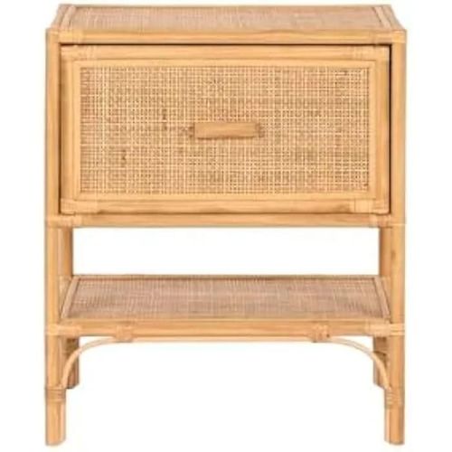 Table De Chevet - Home Esprit - Marron - Rotin - 47 X 30 X 55 Cm - Tiroir(S)