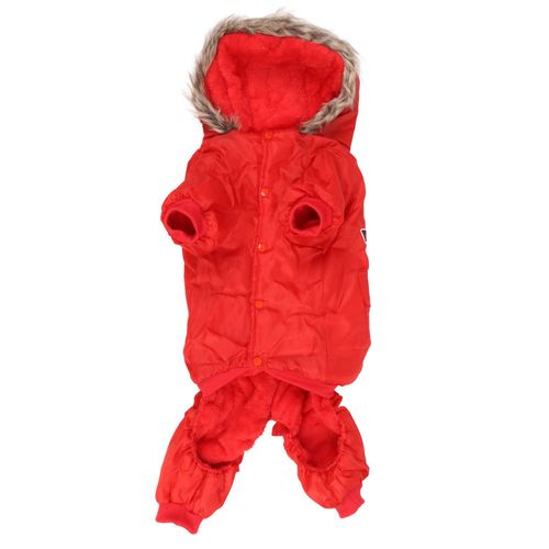 Hjlian Manteau A Capuche Pour Chien, Epais, Rembourre, En Coton, Protection Hivernale, Chaud, Doudoune Avec Poches, Pour Grands Chiens, Rouge, Taille 3xl