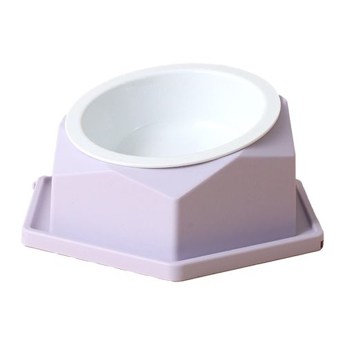 Hjlian Gamelle Surelevee En Plastique Pour Chat, Anti-Deversement, Hexagonale, Inclinee, Pour La Maison, Violette