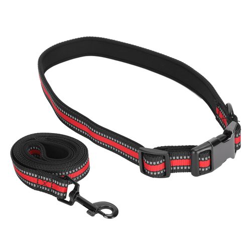 Hjlian Collier De Marche Confortable Et Reflechissant Pour Chien, Ensemble De Cordes De Traction, Rouge S