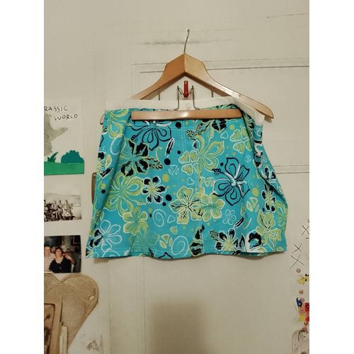 Mini Jupe Bleue Claire Motifs Colorés 44 Xxl Longboard .