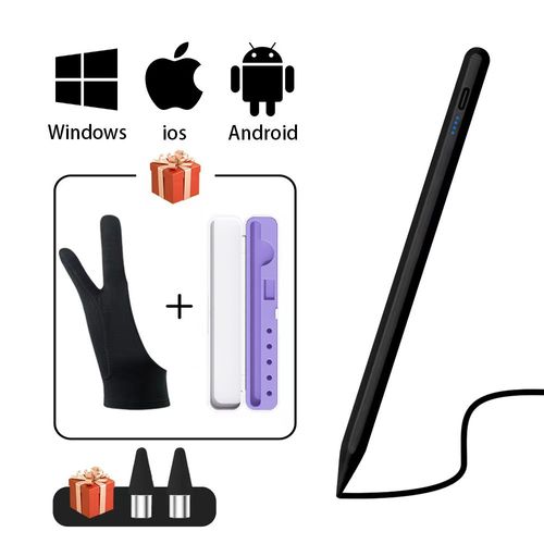 Stylet universel pour tablette et téléphone portable,stylet tactile,IOS,Android,Windows,Apple,ISub,Xiaomi- black pen lilac box