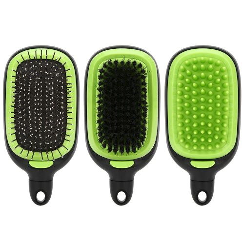 Hjlian Ensemble De Brosses De Toilettage Et De Massage En Acier Inoxydable Pour Chien, Peignes De Beaute Et De Nettoyage 3 En 1