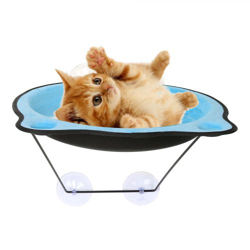 Hjlian Hamac Amovible A Ventouse Pour Fenetre, Pour Chat, Petit Chien, Balcon, Couchage, Jeu, Bleu
