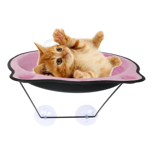 Hjlian Hamac Amovible A Ventouse Pour Fenetre, Pour Chat, Petit Chien, Balcon, Couchage, Jeu, Rose