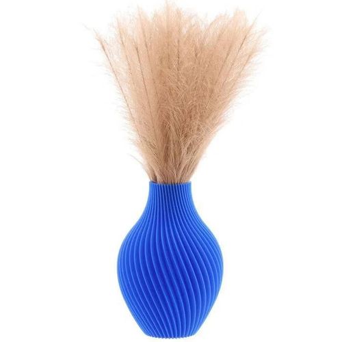 Vase flacon fleurs artificielles 3D bleu haut 25cm plastique décoratif poire