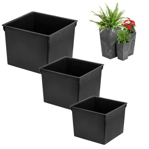 Jeu De 3x Inserts Carrés Noirs 2 3 5 L Pour Pots Prosperplast H 26,5 32,5 37,5 Cm