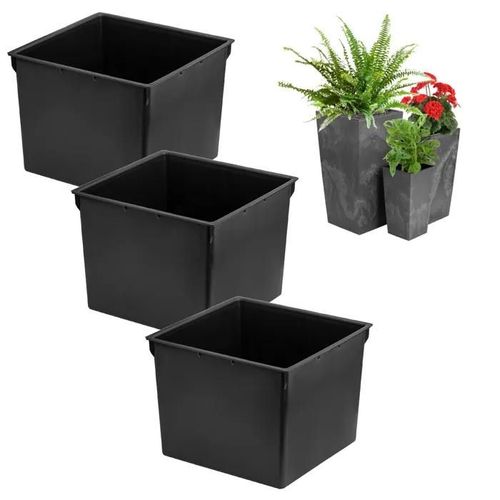 Set 3x Black 5 L Square Insert For Prosperplast Pots H 37.5 Cm