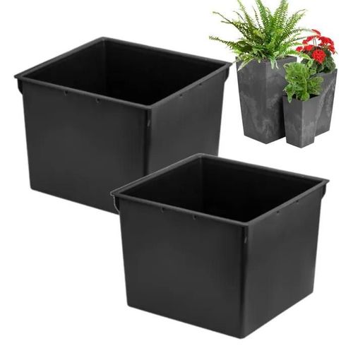 Jeu De 2 X 8 L Carrés Noirs Pour Pots Prosperplast H 42 Cm