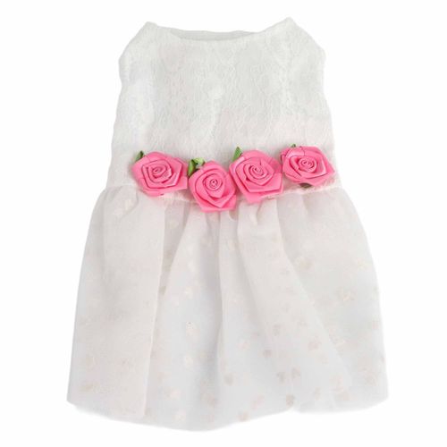 Hjlian Robe De Princesse En Dentelle Pour Petit Animal De Compagnie, Tenue De Fete, Mignonne Et Delicate, Motif Floral, Pour Chiot, Chien (S)