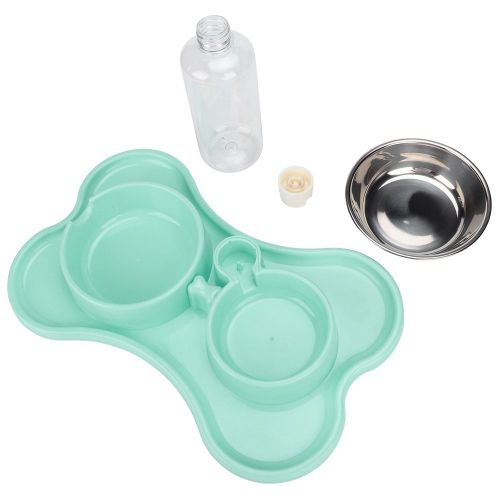 Hjlian Gamelle Double Pour Animaux De Compagnie, Gamelle Pour Eau Et Nourriture, Pour Chiens Et Chiots (Vert)