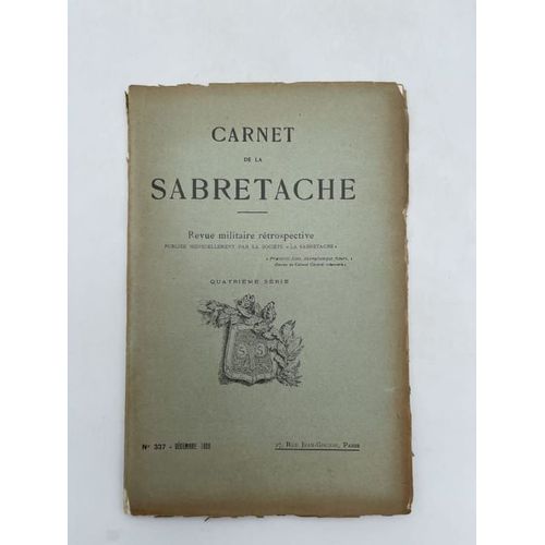 Carnet De La Sabretache, Décembre 1929, N°337
