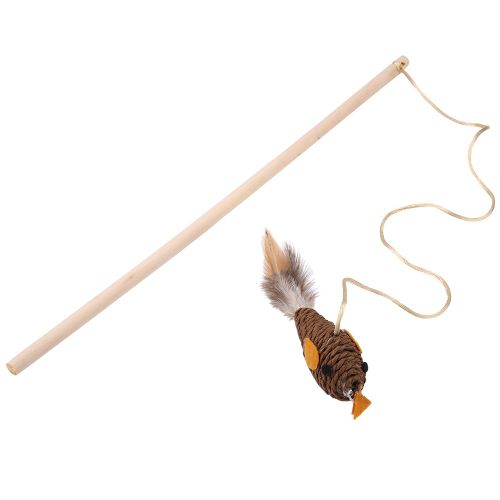 Hjlian Baton De Jeu Interactif Pour Chat Avec Tete De Souris Et Oiseau (Oiseau Brun)