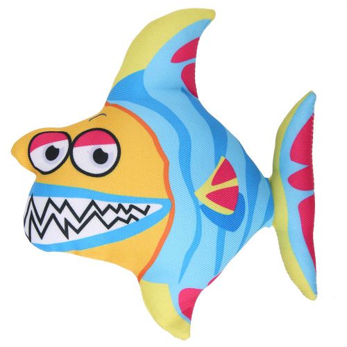 Hjlian Jouet Interactif En Forme De Poisson Et D'herbe A Chat (Bleu Et Jaune)