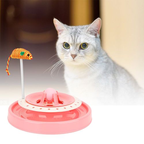 Hjlian Plateau Tournant En Plastique Amusant Pour Attraper Une Souris A Ressort, Jouet Interactif Pour Chatons Et Chats (Rose)