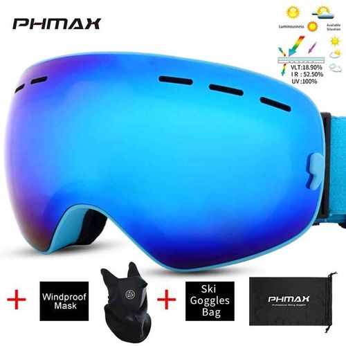 Phmax Lunettes De Ski Hommes Lunettes De Snowboard Femmes Hiver Lunettes De Soleil De Neige En Plein Air Uv400 Double - Xj-0105-E12
