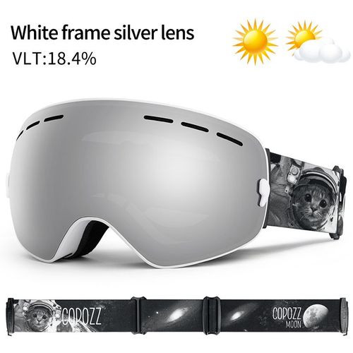 Masque De Protection De Ski Pour Homme Et Femme,Lunettes De Snowboard,Couverture Solaire Uv400,Revêtement Anti-Buée- White Silver2