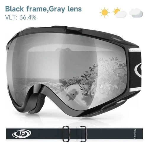 Findway-Lunettes De Ski Otg Avec Protection Anti-Buée Uv,Adaptées Aux Adultes Et Aux Adolescents,Casque De Ski - Black Frame Grey